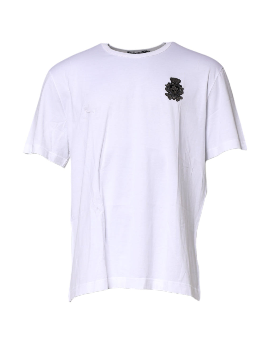 Dolce & Gabbana White Cotton DG Logo Embroidery Men T-shirt
