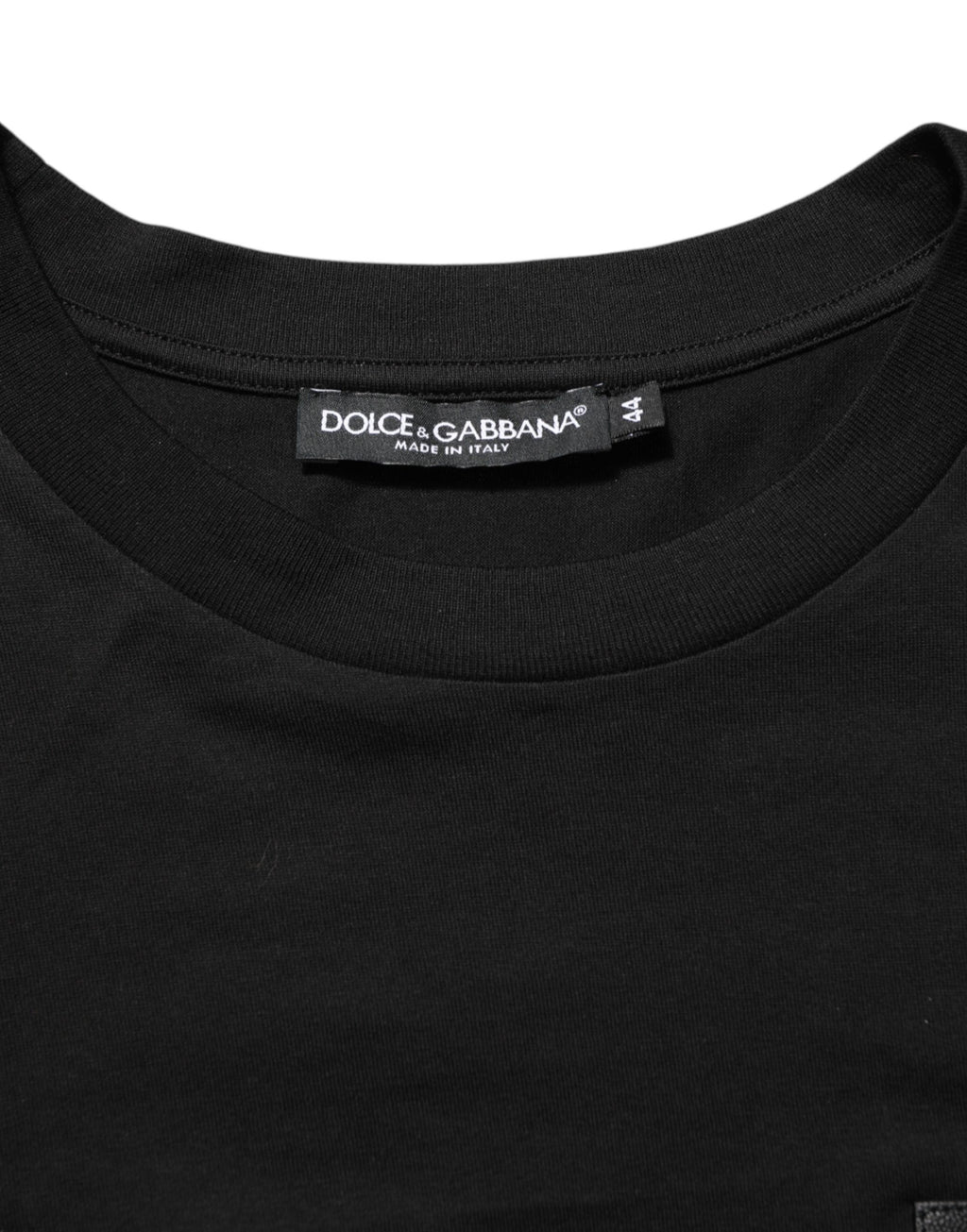 Dolce & Gabbana Black Cotton Logo Plaque Crew Neck T-shirt