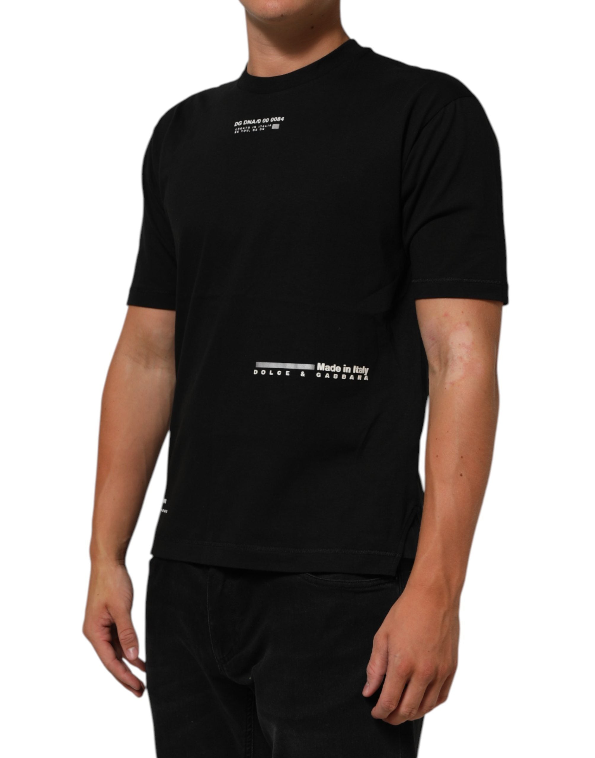 Dolce & Gabbana Black Statement Cotton Crew Neck Men T-shirt