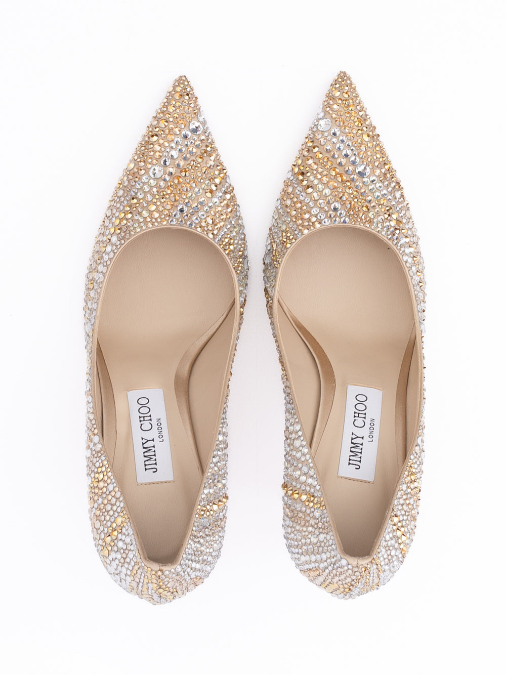 Jimmy Choo Gold Mix Crystal Love 85 Pumps