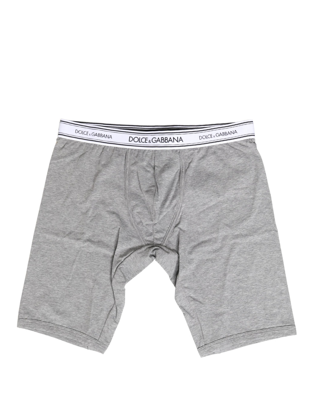 Dolce & Gabbana Gray Cotton Logo Waistband Midi Boxer Underwear