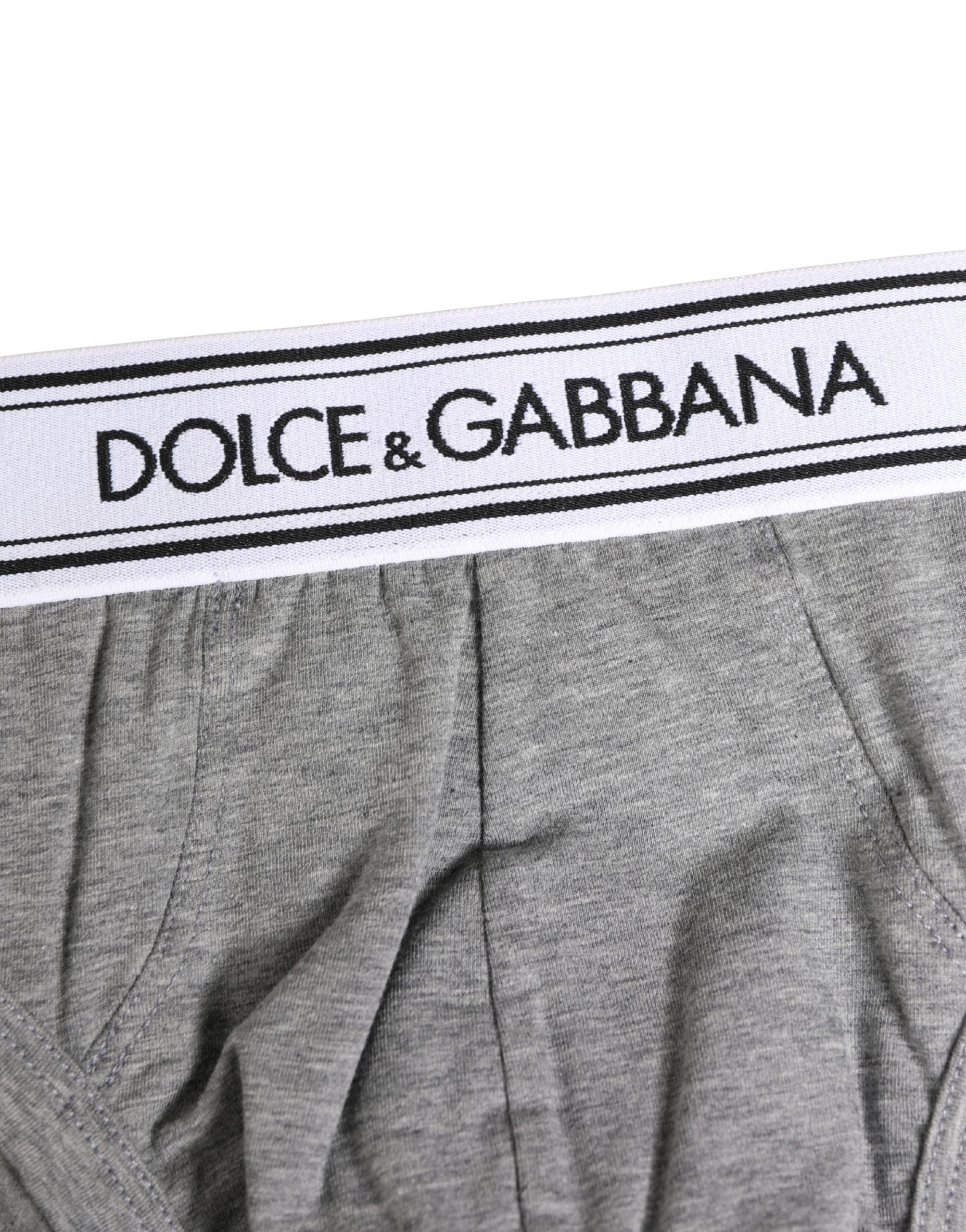 Dolce & Gabbana Gray Logo Waistband Men Midi Brief Underwear