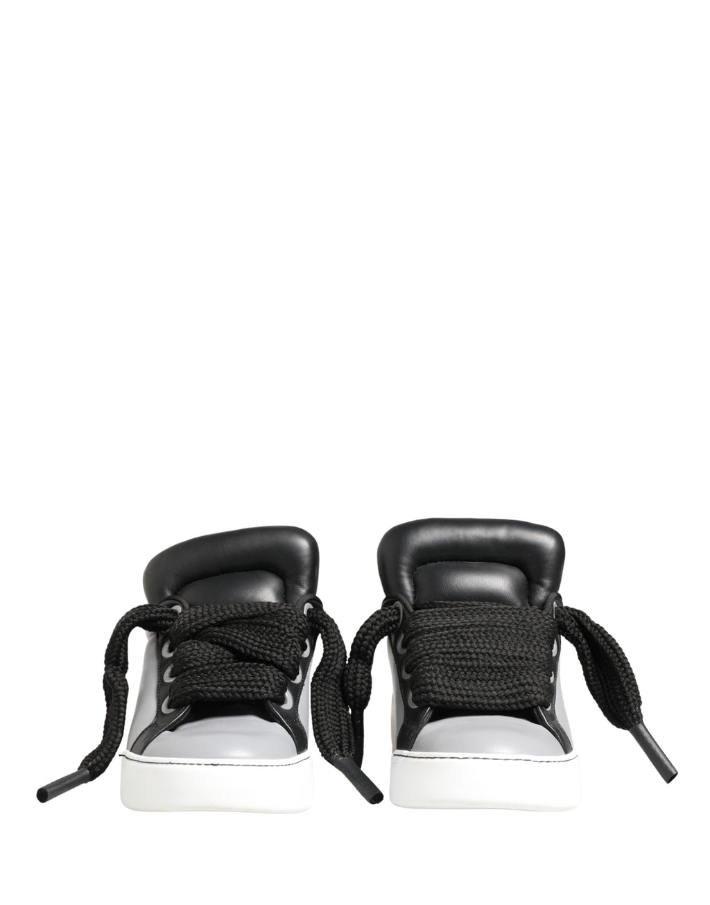 Dolce & Gabbana Gray Leather Low Top Lace Up Sneakers Shoes