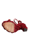 Dolce & Gabbana Red Rose Embellished Platform Sandals Shoes