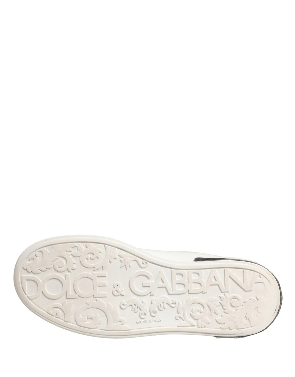 Dolce & Gabbana White Black Portofino Leather Sneakers Shoes