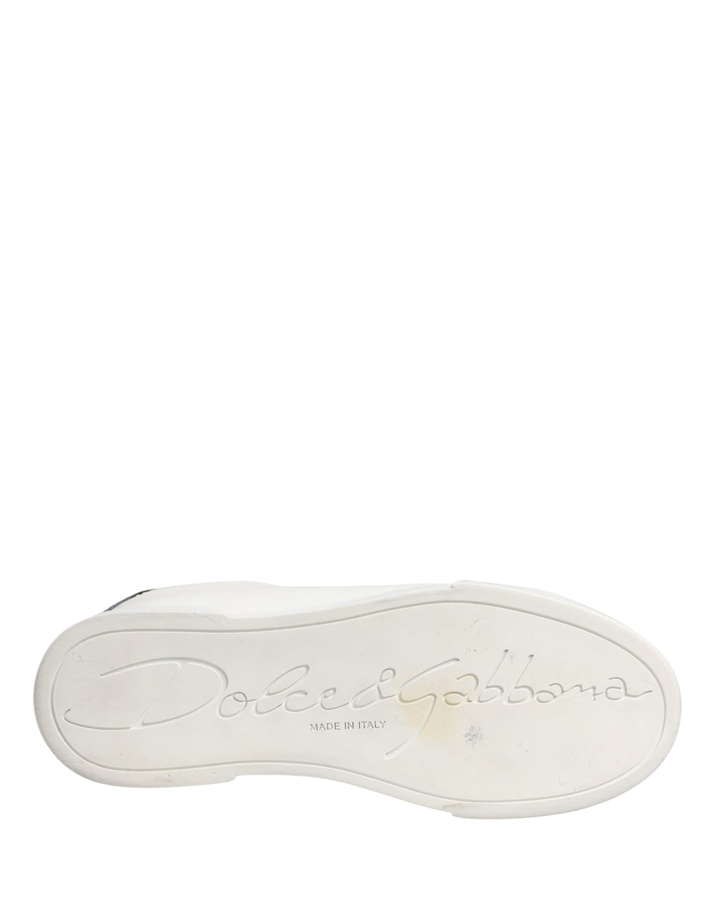 Dolce & Gabbana White Black Portofino Leather Sneakers Shoes