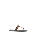 Saint Laurent Brown Calf Leather Bos Taurus Flip-Flop Sandals