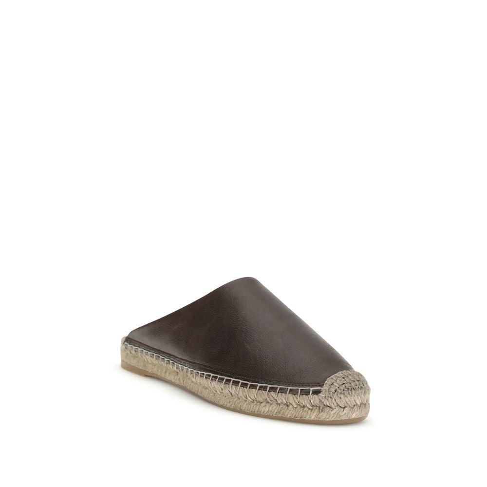Brunello Cucinelli Brown Calf Leather Bos Taurus Espadrilles