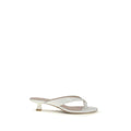 Stuart Weitzman White Calf Leather Bos Taurus Flat Sandals