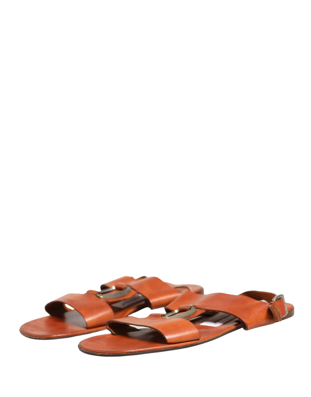 Dolce & Gabbana Brown Leather Flat Sandals Shoes