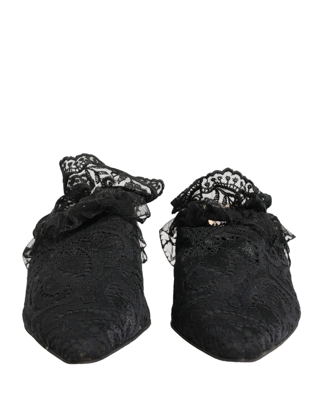 Dolce & Gabbana Black Lace Heels Sandals Shoes