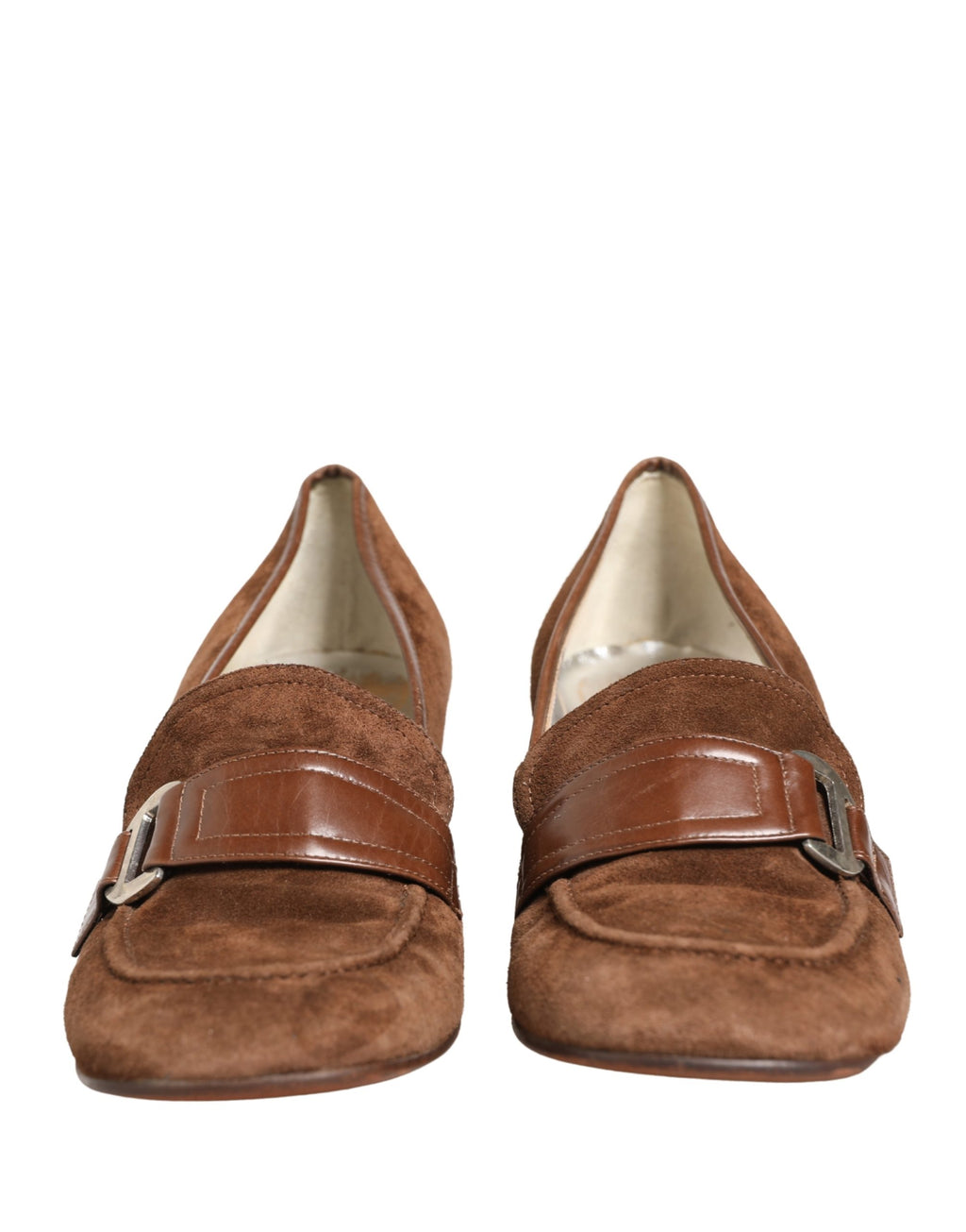 Dolce & Gabbana Brown Suede Block Heels Slip On Loafers Shoes