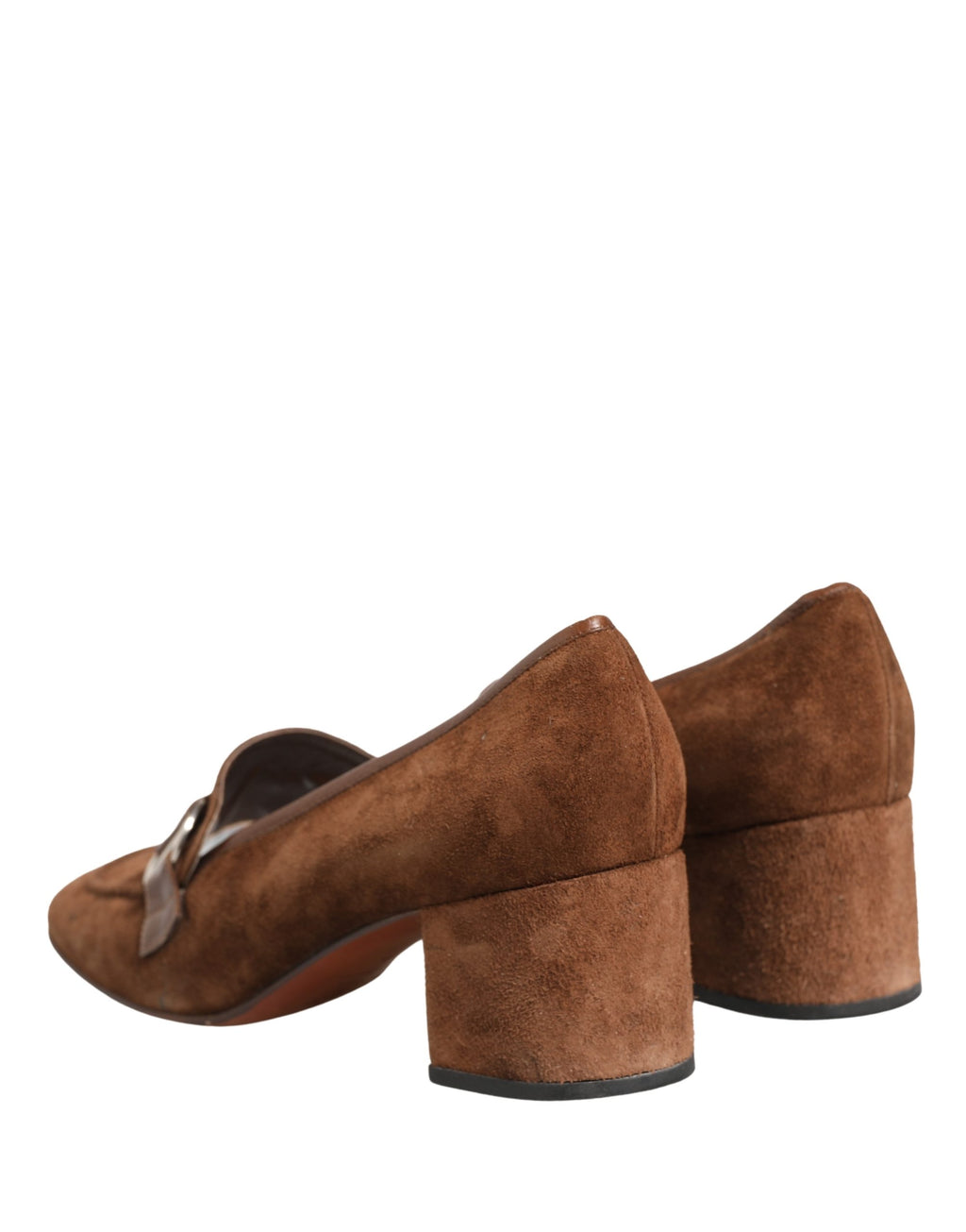 Dolce & Gabbana Brown Suede Block Heels Slip On Loafers Shoes
