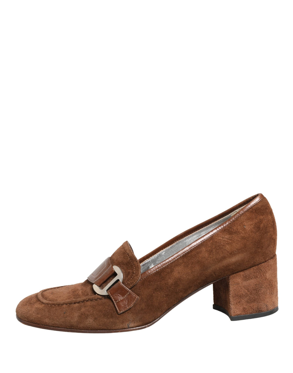 Dolce & Gabbana Brown Suede Block Heels Slip On Loafers Shoes