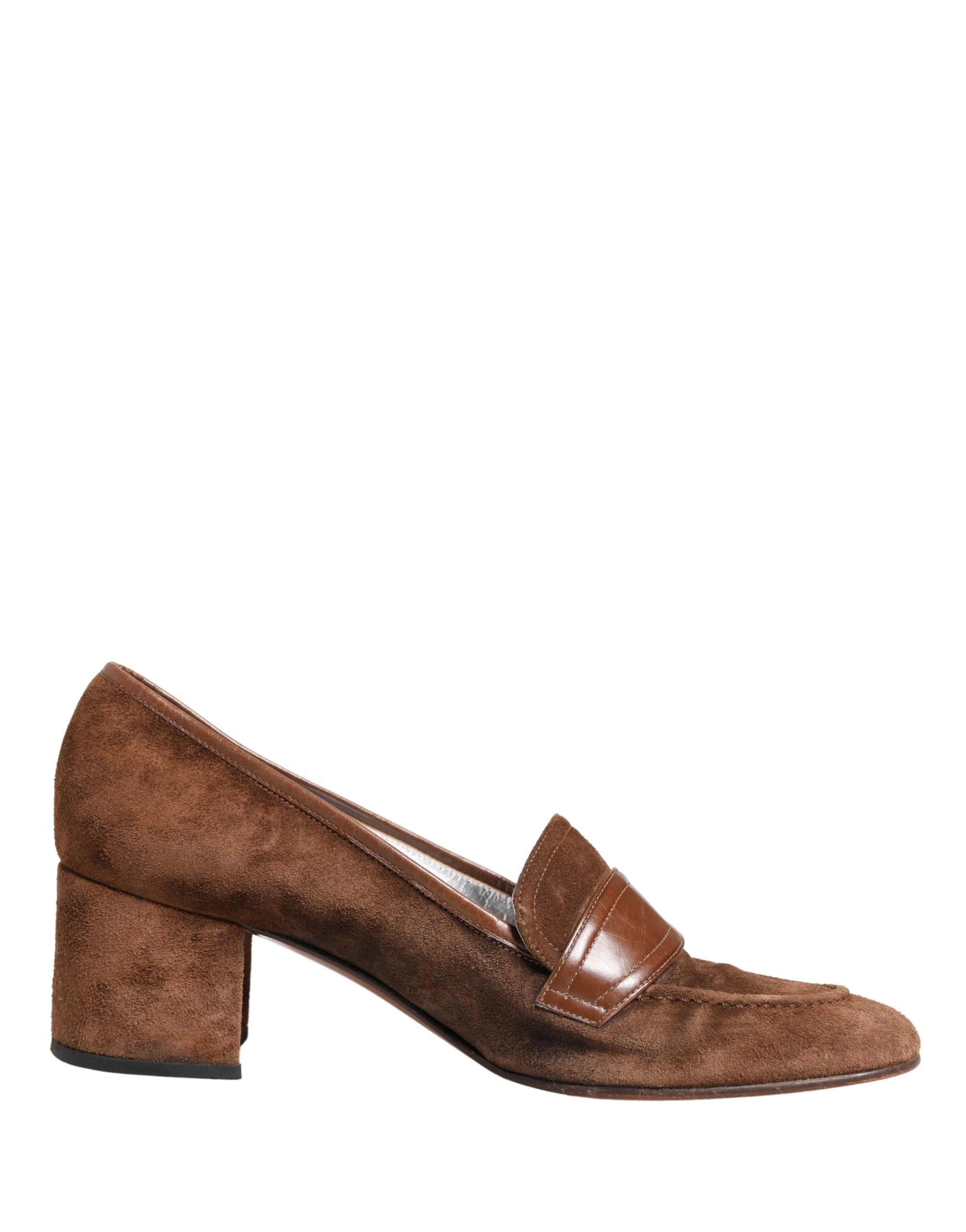 Dolce & Gabbana Brown Suede Block Heels Slip On Loafers Shoes