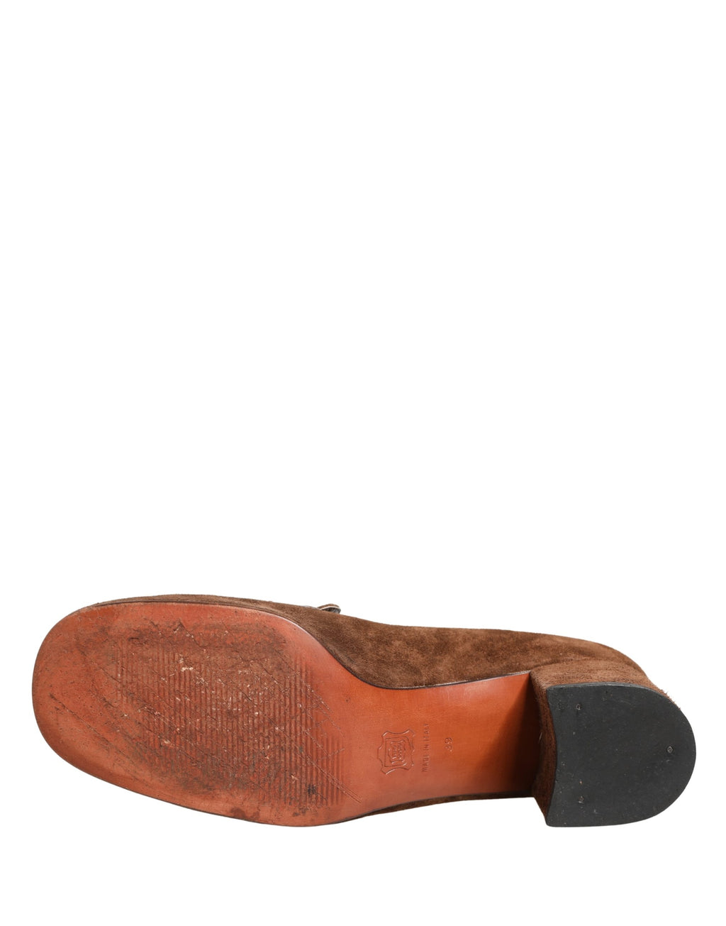 Dolce & Gabbana Brown Suede Block Heels Slip On Loafers Shoes
