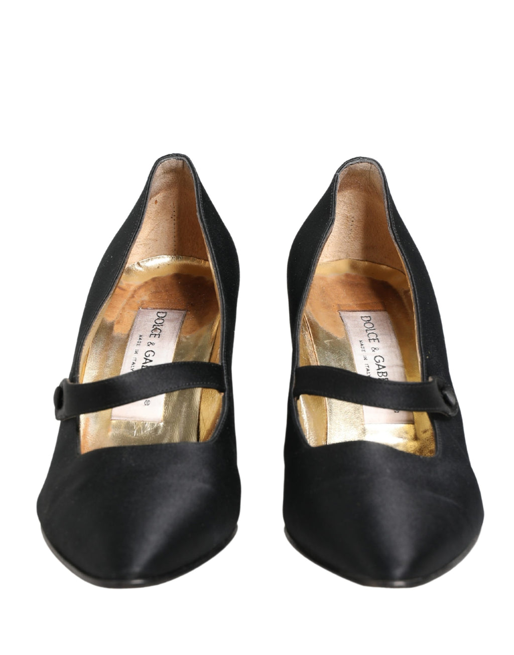 Dolce & Gabbana Black Satin Mary Jane Pumps Shoes