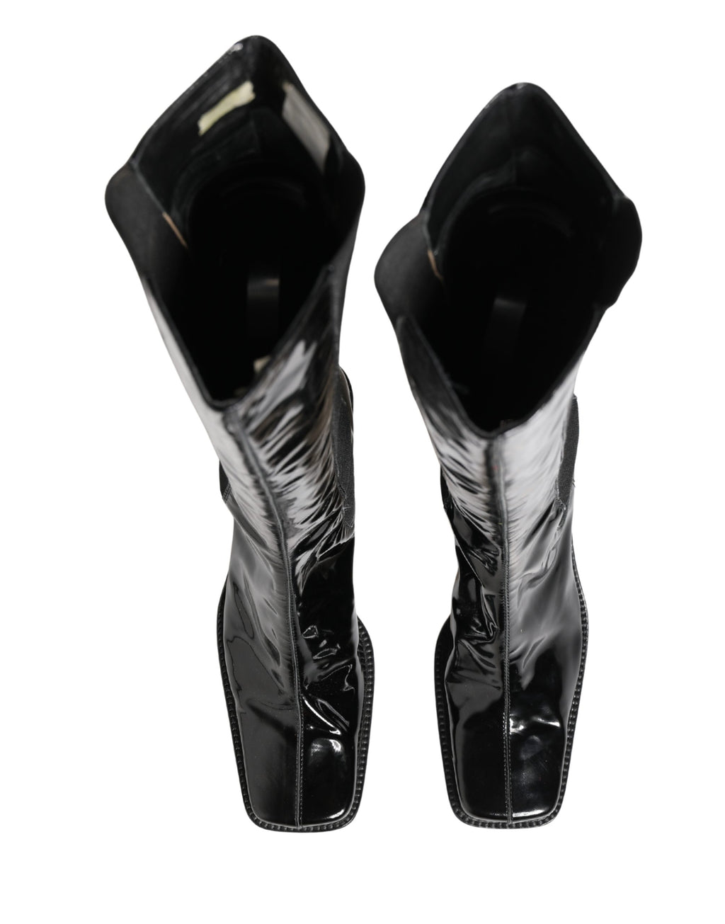 Dolce & Gabbana Black Patent Leather Knee High Boots Shoes