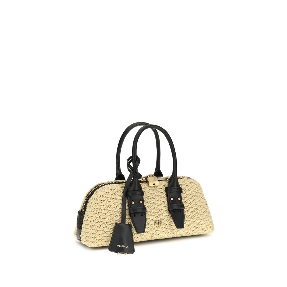 PINKO Beige Raffia Shoulder Bag