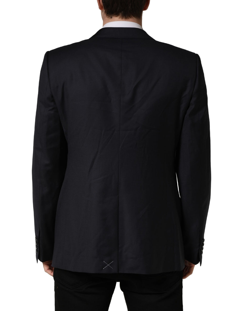 Dolce & Gabbana Dark Blue Wool Slim Fit Coat Men Jacket Blazer