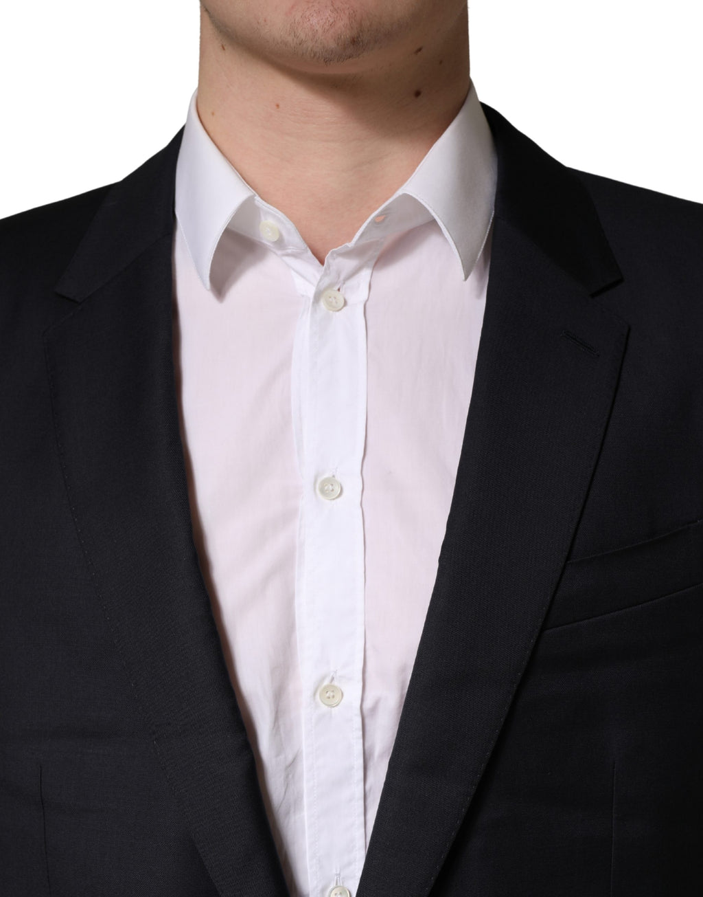 Dolce & Gabbana Dark Blue Wool Slim Fit Coat Men Jacket Blazer