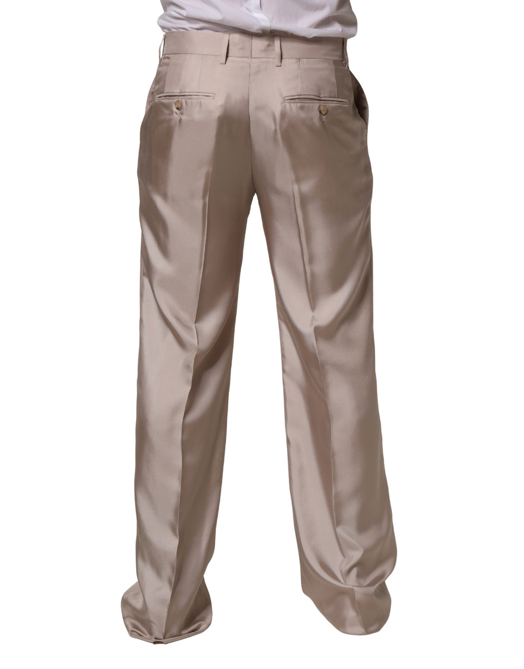Dolce & Gabbana Beige Silk Straight Formal DressTrouser Pants