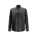 Dolce & Gabbana Black Leather Dress Shirt