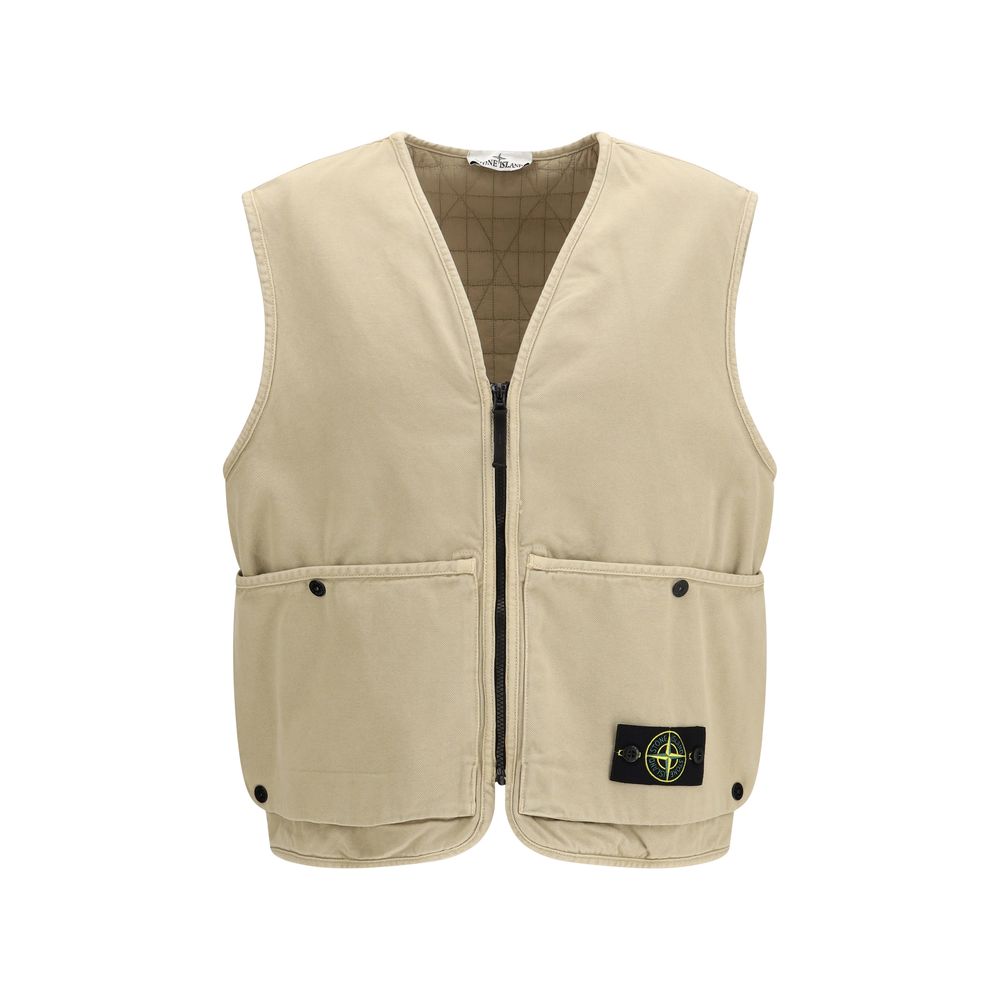 Stone Island Beige Cotton Sleeveless Jacket