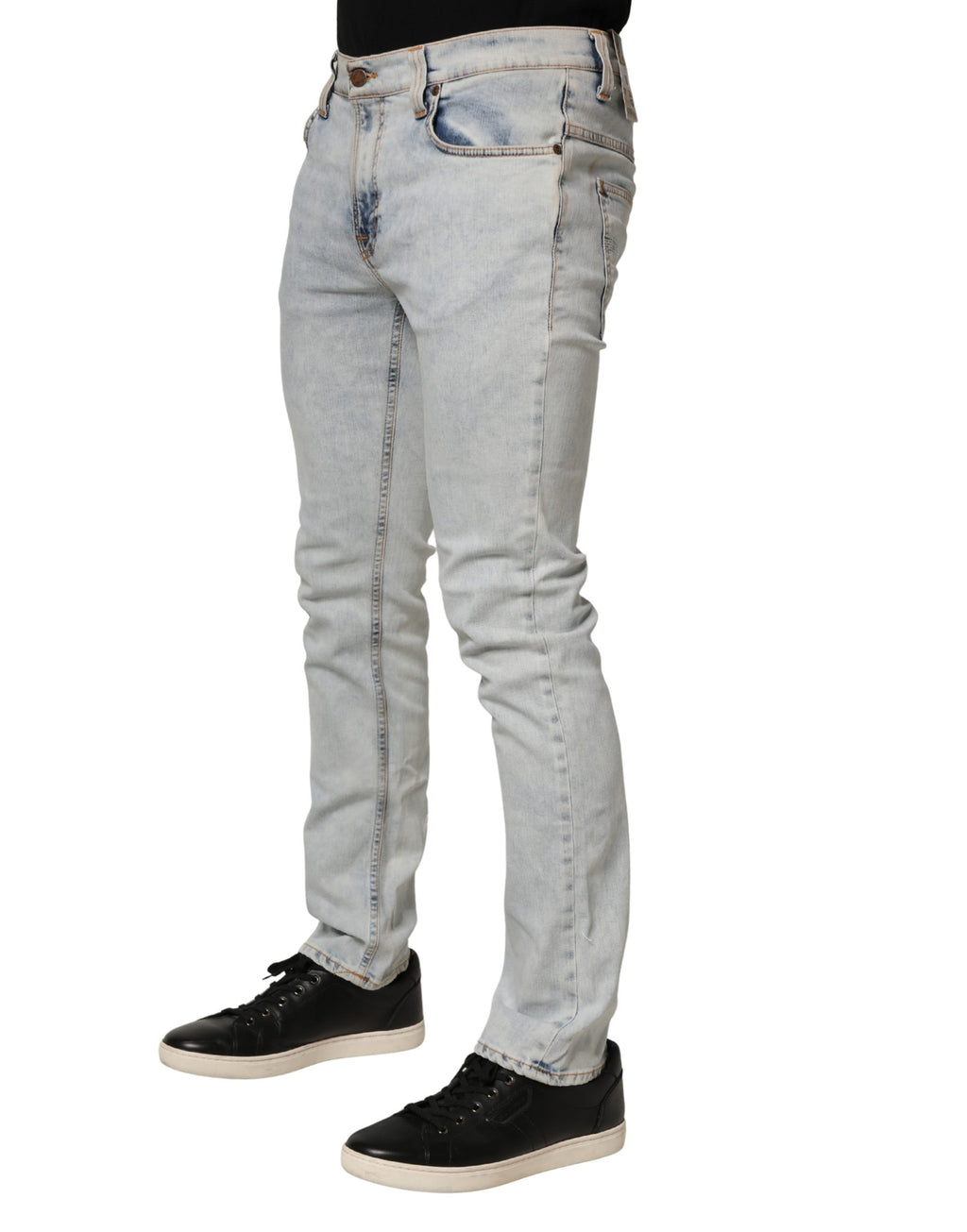 Nudie Jeans Light Blue Cotton Stretch Skinny Fit Men Denim Trouser JEANS