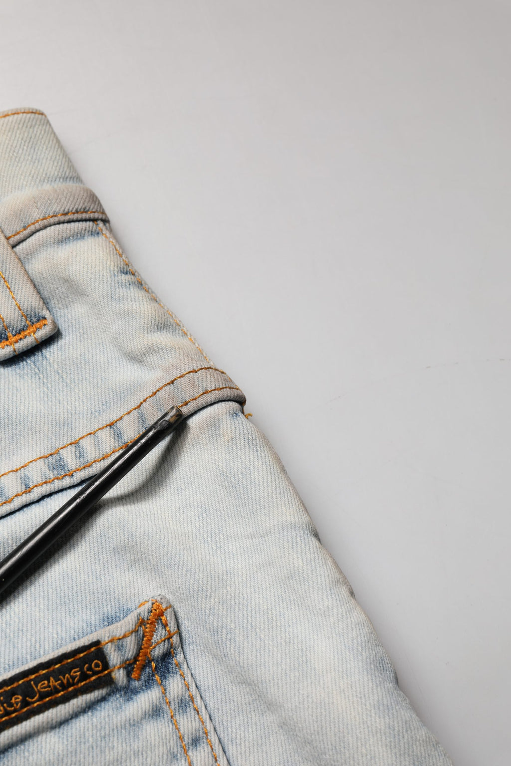 Nudie Jeans Light Blue Cotton Stretch Skinny Fit Men Denim Trouser JEANS