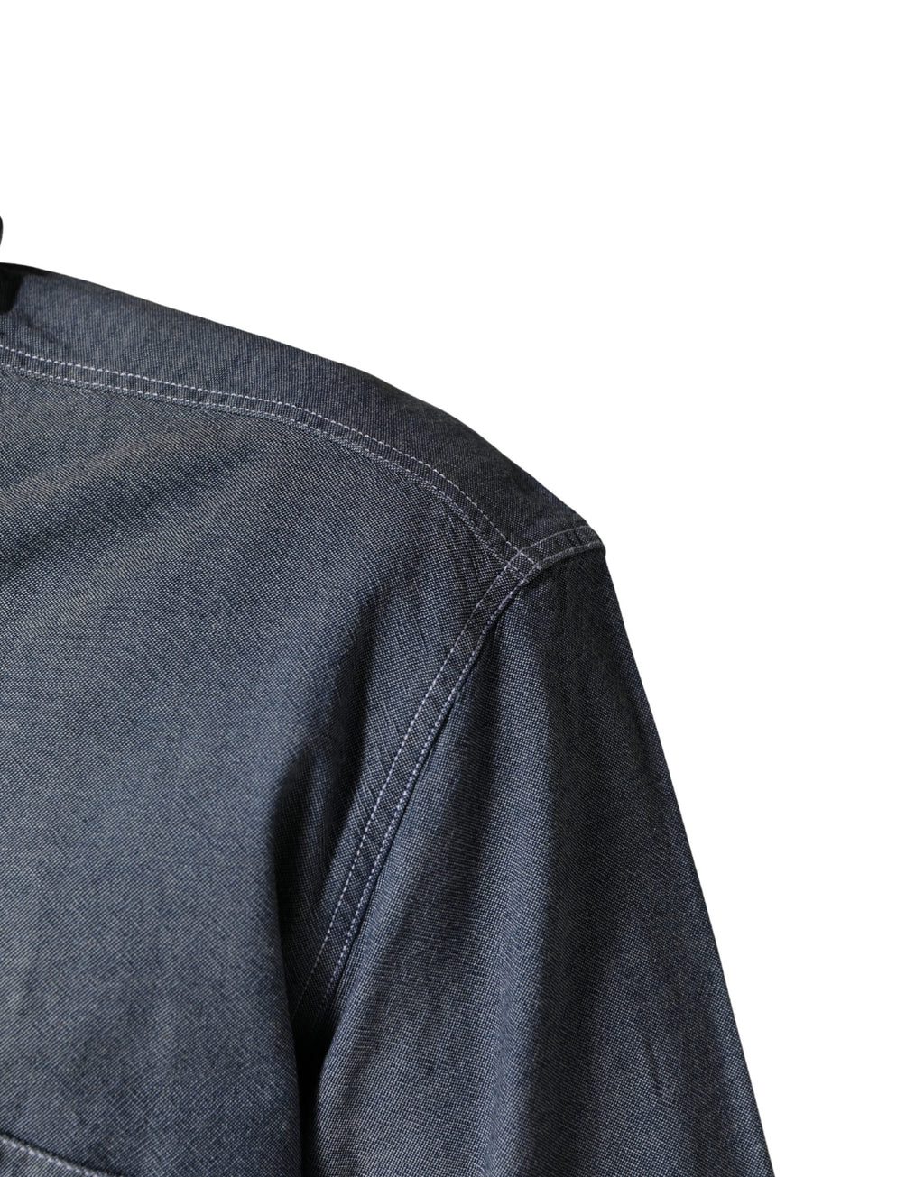 AGLINI Dark Blue Slim Fit Collared Long Sleeve Denim Shirt