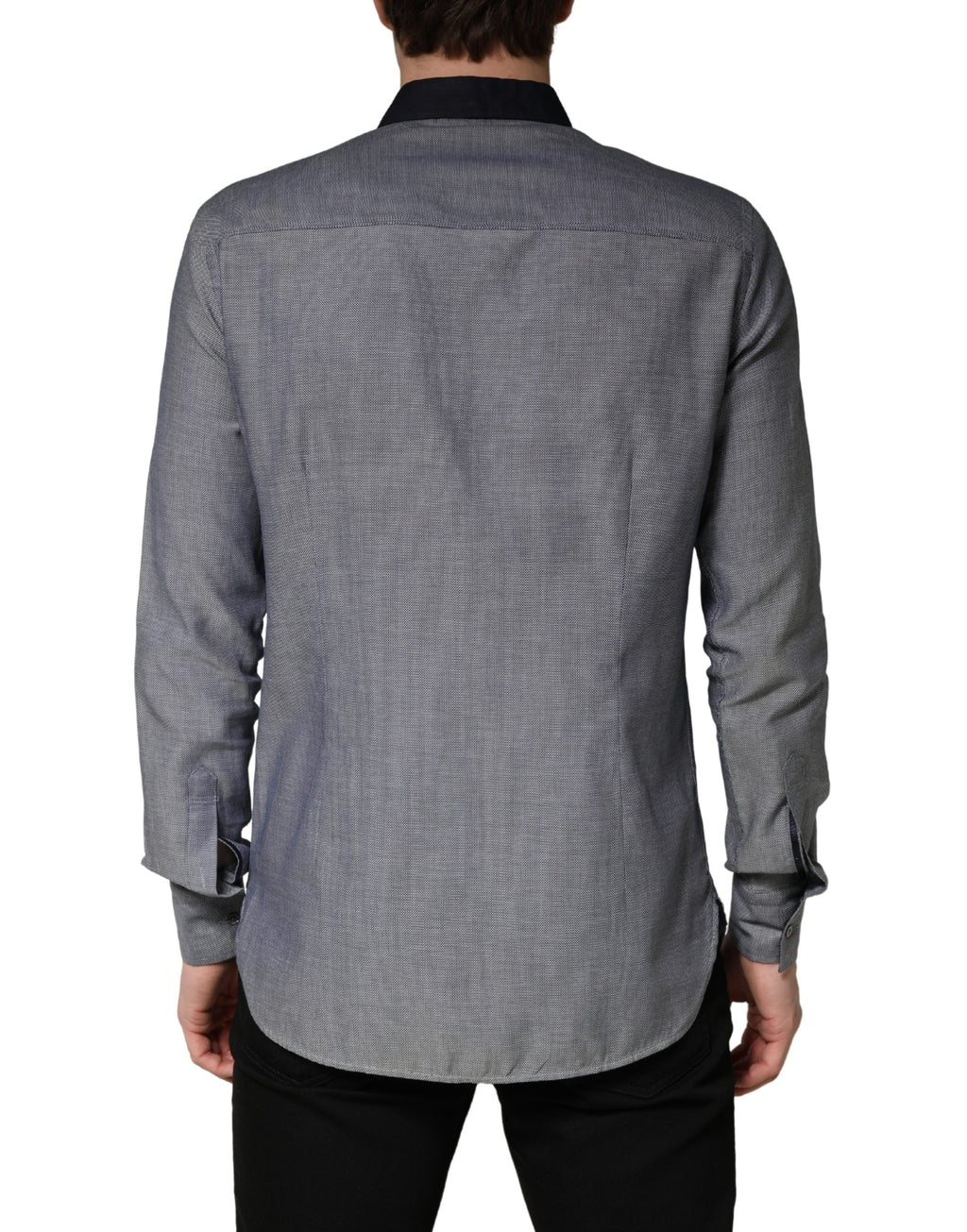 Hamaki-Ho Dark Blue Cotton Long Sleeves Collared Dress Formal Shirt