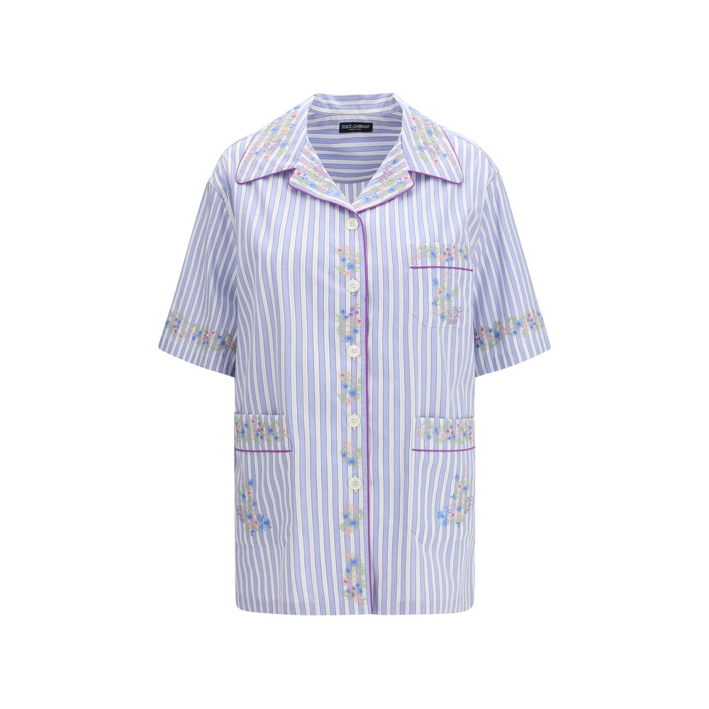 Dolce & Gabbana Blue Cotton Shortsleeve Shirt