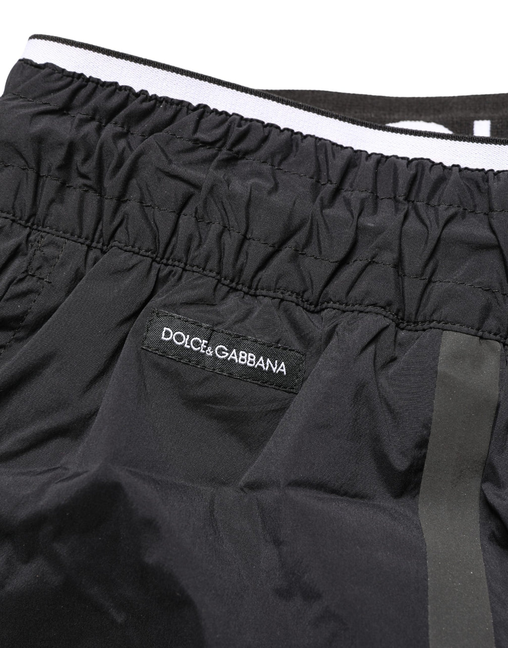 Dolce & Gabbana Black Nylon Elastic Waist Swim Shorts Swimwear