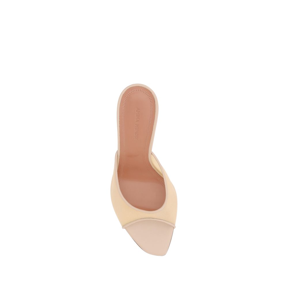 Amina Muaddi Beige Fabric Slippers