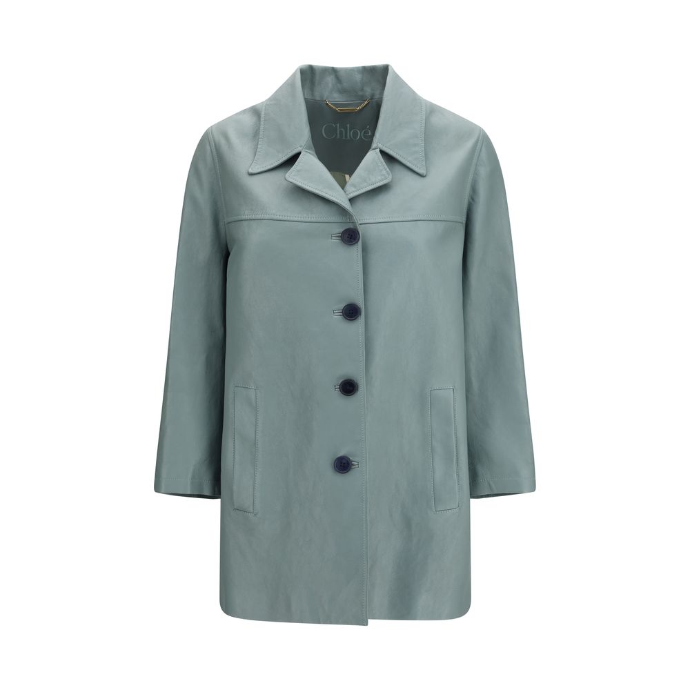 Chloé Blue Lamb Leather Leather Jacket
