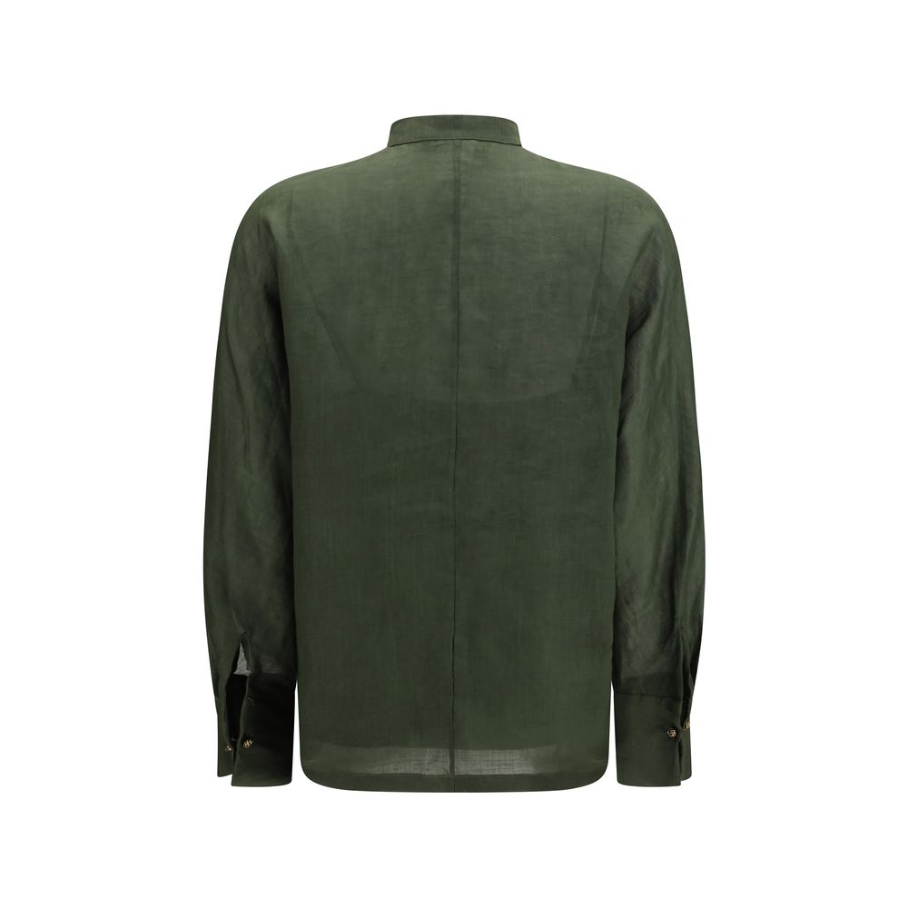 Max Mara Bicolor Ramie Dress Shirt