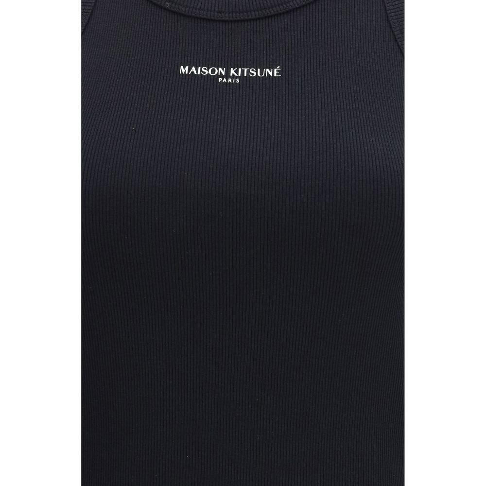 Maison Kitsuné Black Cotton Tank Tops