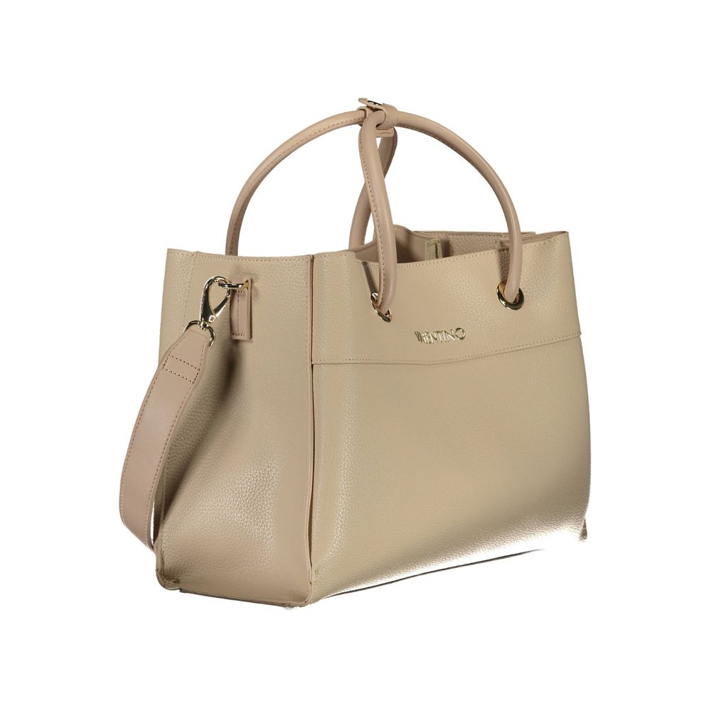 Mario Valentino Beige Polyurethane Women's Bag with Handles and Compartments