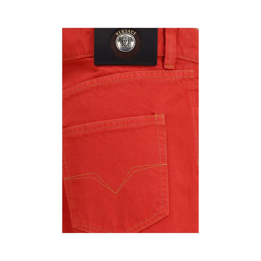 Versace Multicolor Cotton Straight-Leg Jeans