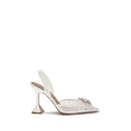 Amina Muaddi White Cotton Stiletto Heel Sandals