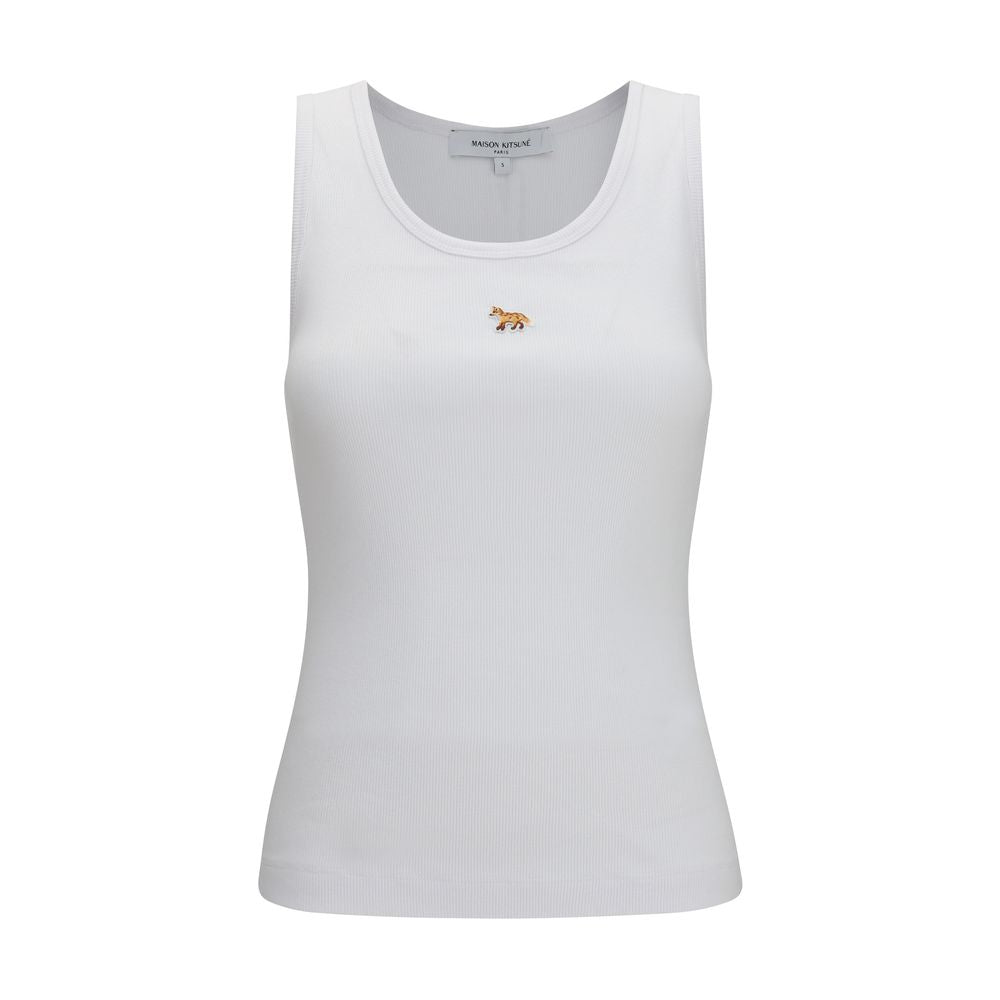 Maison Kitsuné White Cotton Sleeveles T-Shirt