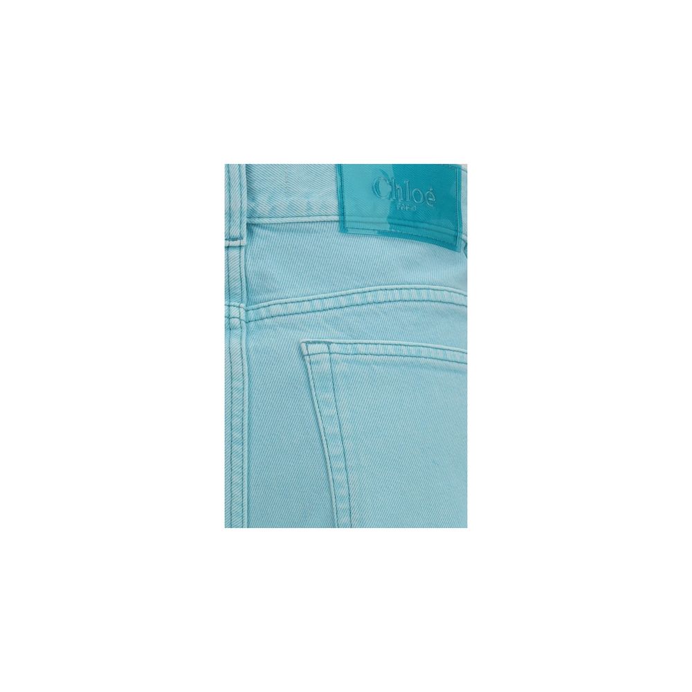 Chloé Blue Cotton Straight-Leg Jeans