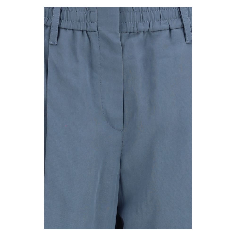 Brunello Cucinelli Blue Cotton Casual Pants