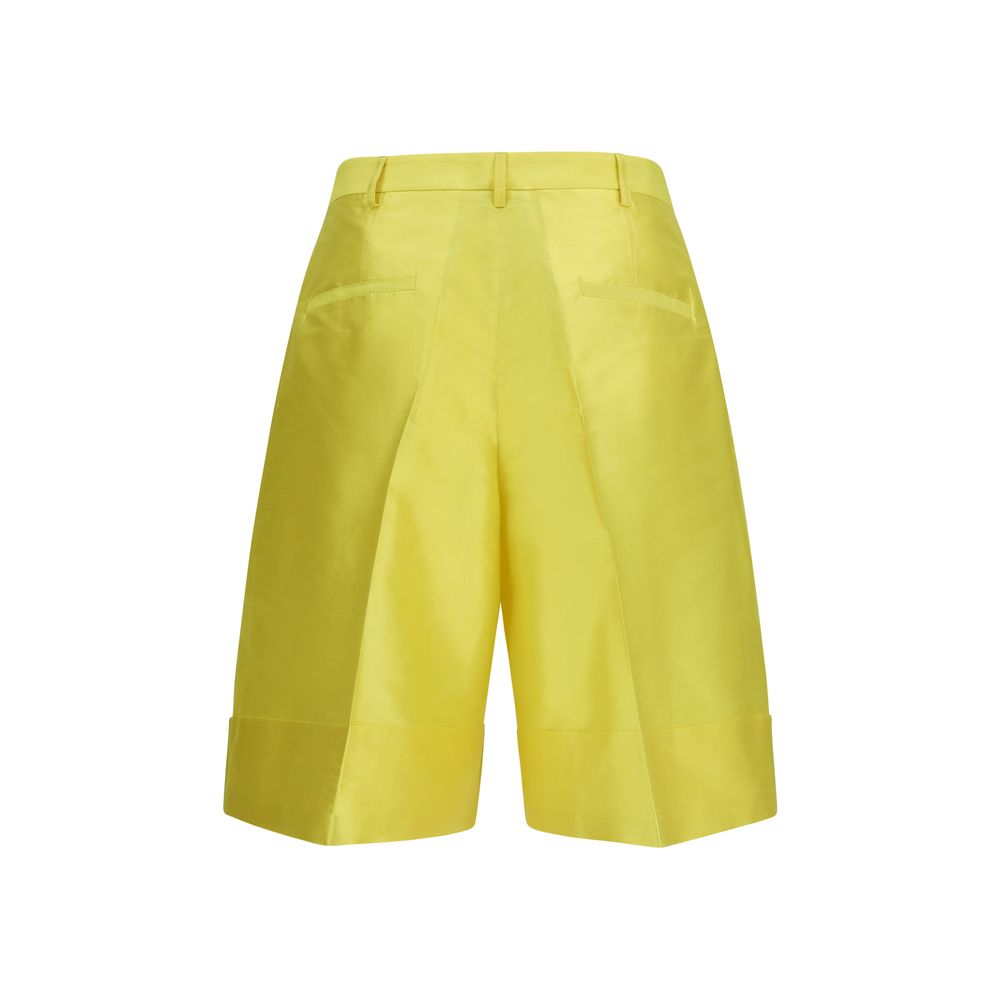 Sara Roka Bicolor Silk Bermuda Shorts