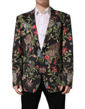 Dolce & Gabbana Multicolor Floral Leopard 1 Button Men Suit Jacket