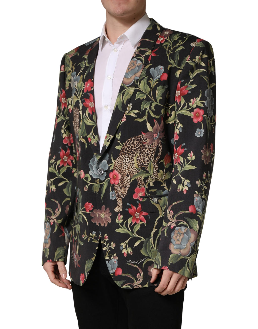 Dolce & Gabbana Multicolor Floral Leopard 1 Button Men Suit Jacket