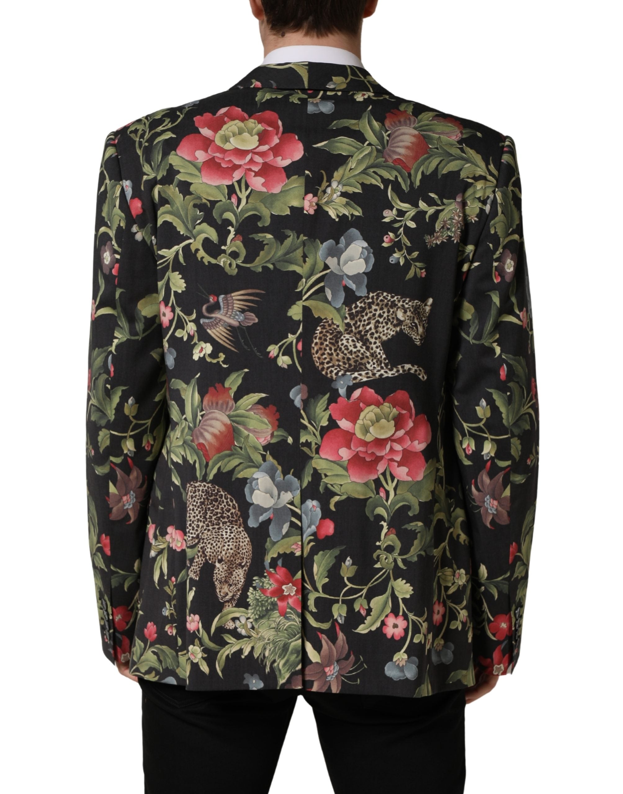 Dolce & Gabbana Multicolor Floral Leopard 1 Button Men Suit Jacket