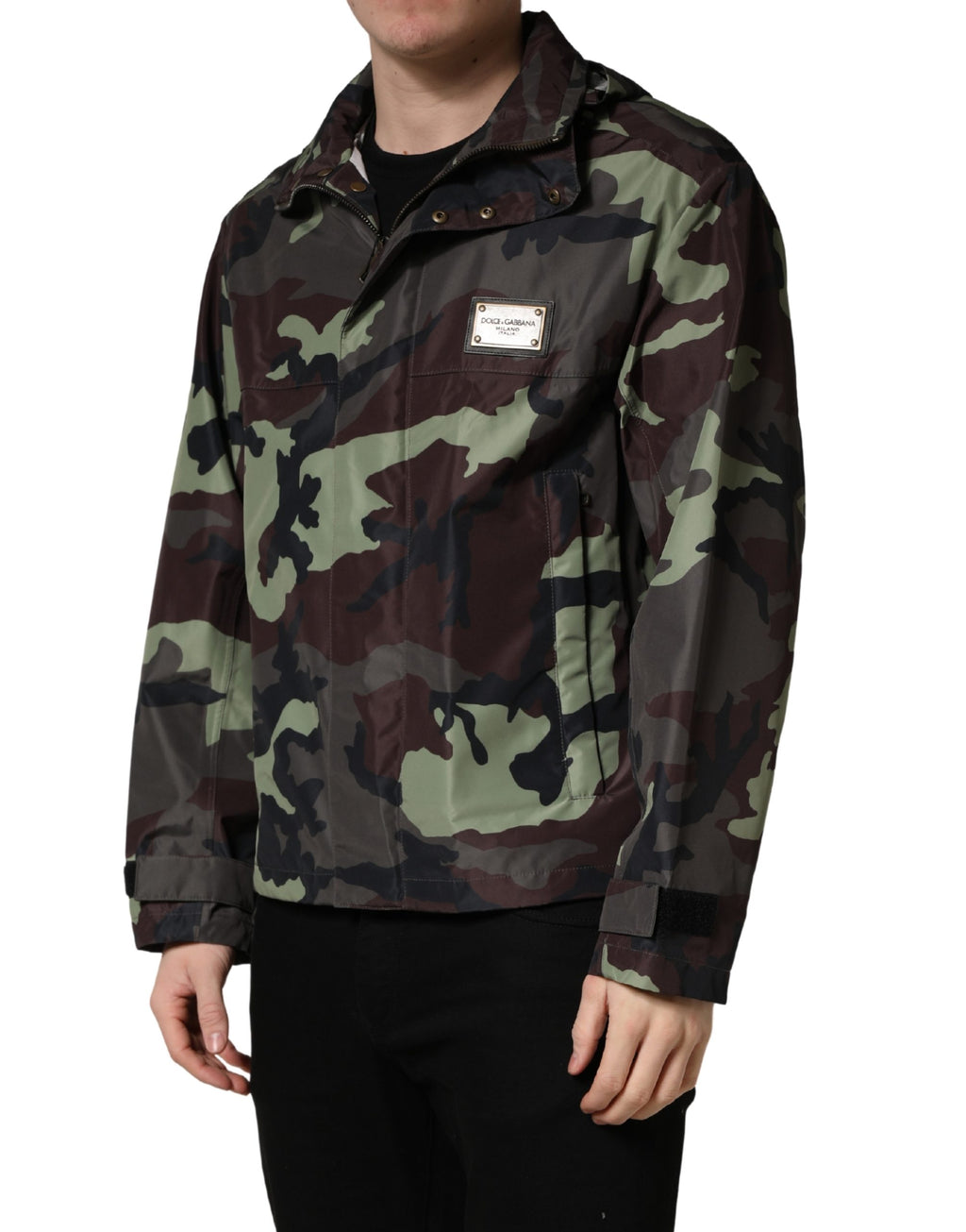 Dolce & Gabbana Multicolor Camouflage Hooded Bomber Jacket