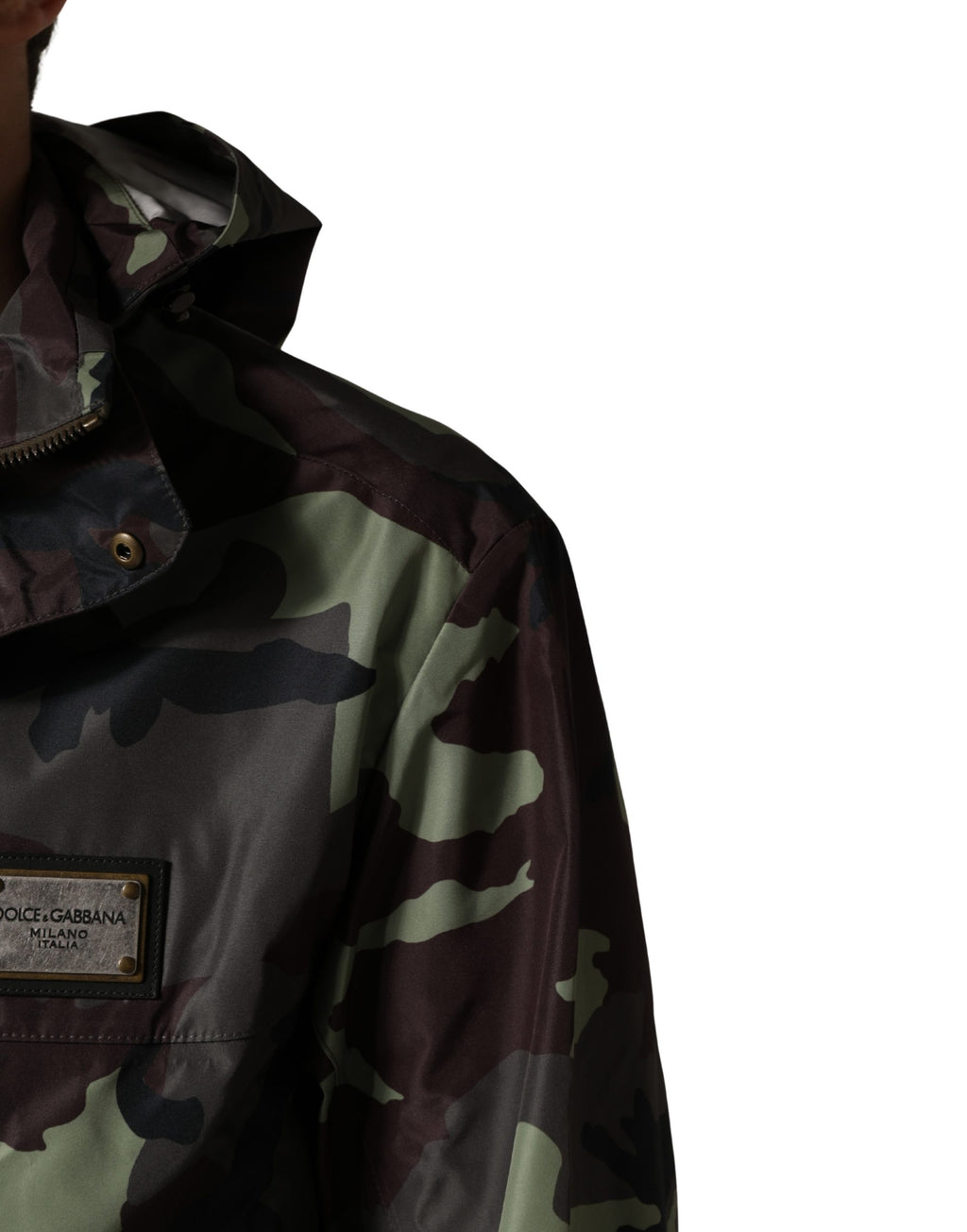 Dolce & Gabbana Multicolor Camouflage Hooded Bomber Jacket